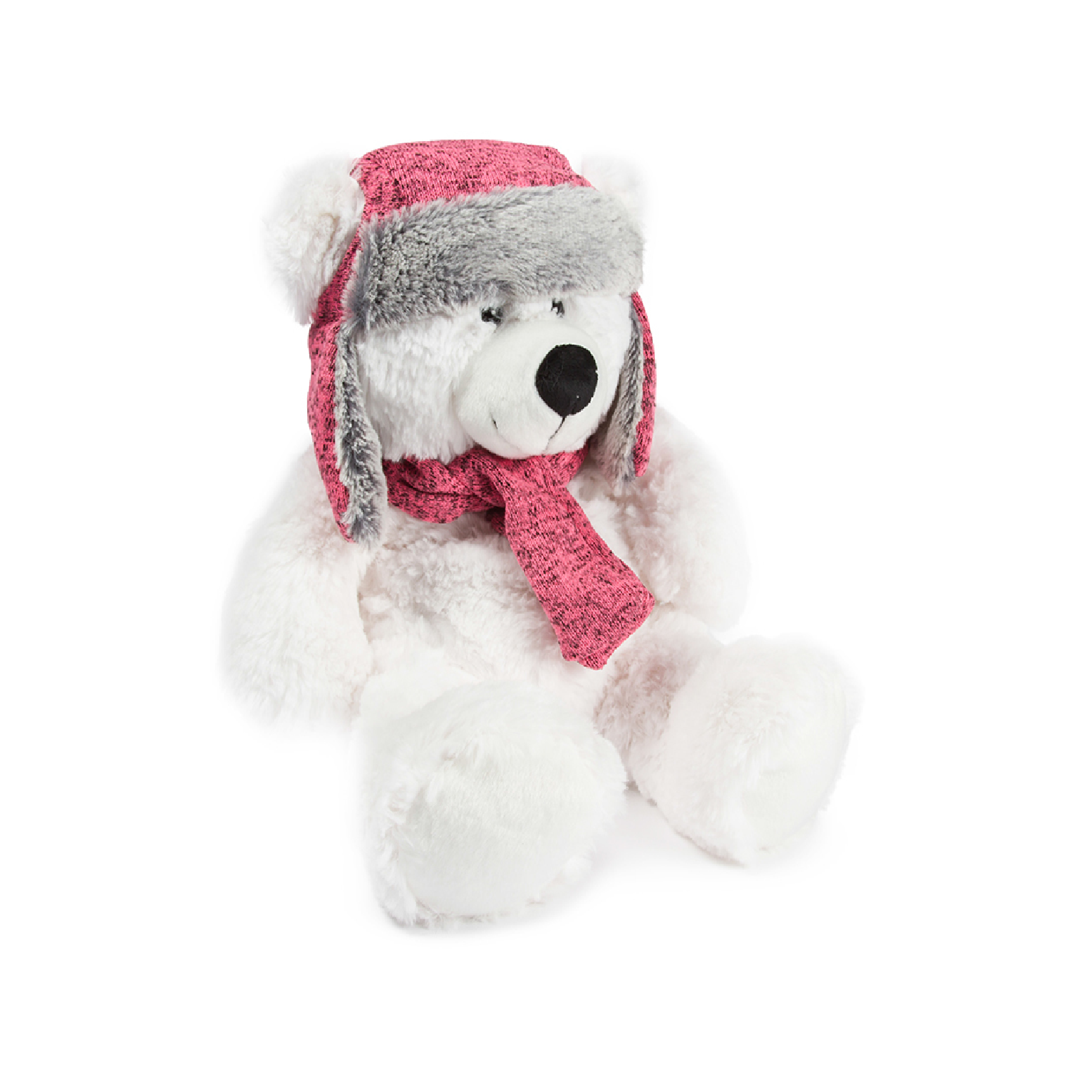Игрушка мягкая Девилон Медведь Ефим в шапке с шарфом Белый 1116615 - фото 1