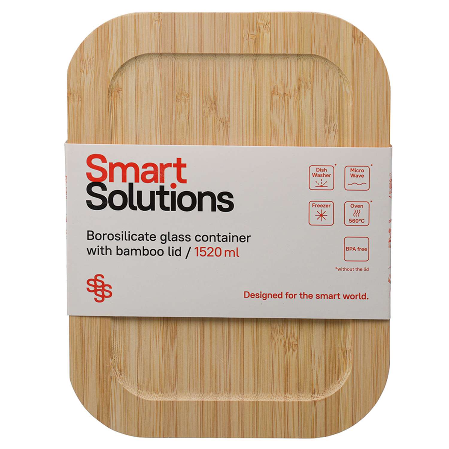 Контейнер для еды Smart Solutions стеклянный 1520 мл с крышкой из бамбука - фото 4