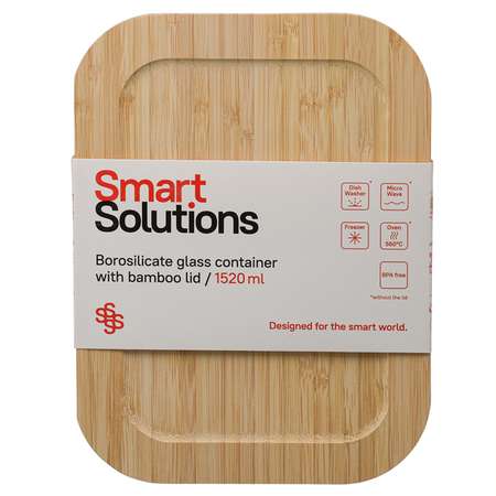 Контейнер для еды Smart Solutions стеклянный 1520 мл с крышкой из бамбука