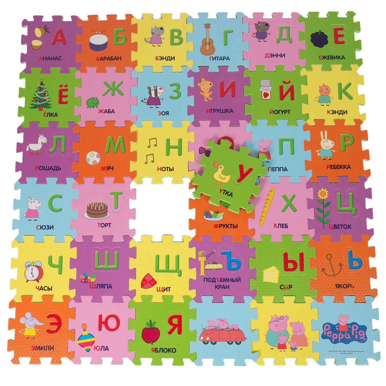 Коврик-пазл Свинка Пеппа Pig Учим азбуку с Пеппой 36 элементов 30128 - фото 2