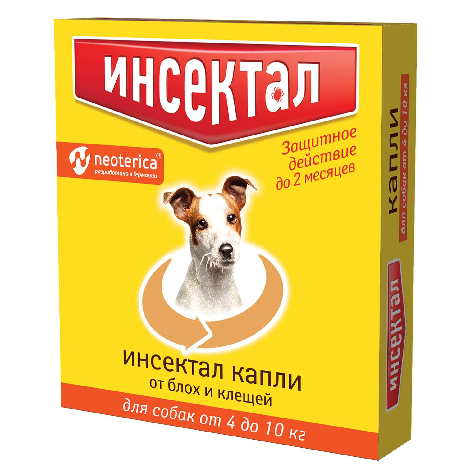 Капли для собак Инсектал 4-10кг от блох и клещей 0.8мл - фото 1