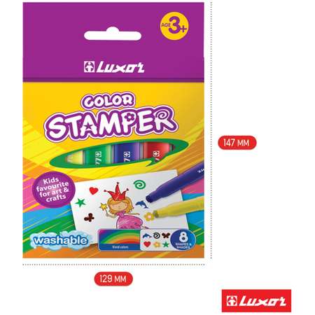 Фломастеры-штампы LUXOR Color Stamper 08 цв смываемые картон европодвес