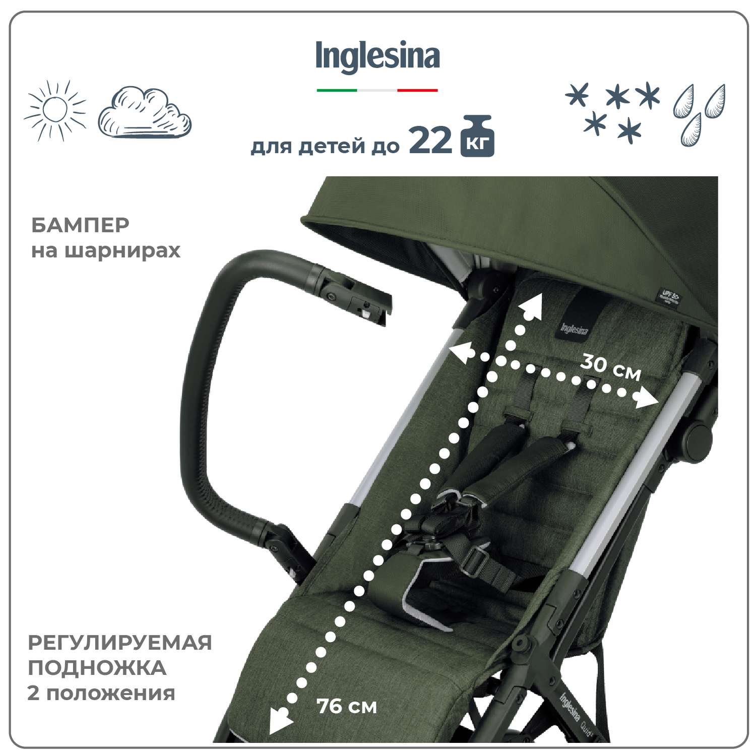 Прогулочная коляска INGLESINA Quid 2 Gecko Green - фото 4