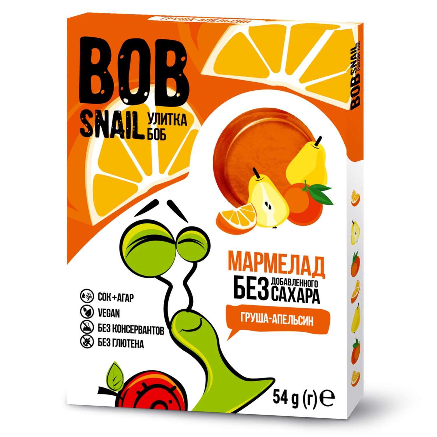 Мармелад фруктовый Bob Snail без сахара груша-апельсин 54г - фото 1