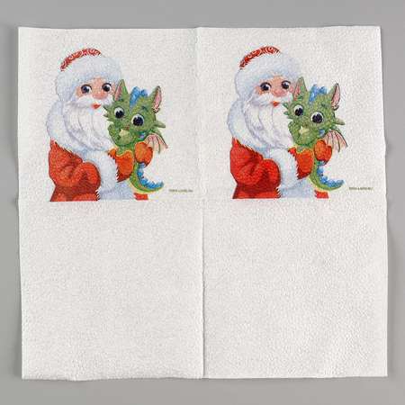 Салфетки Страна карнавалия бумажные однослойные «С Новым годом. Дед Мороз и дракон» 24 × 24 см в наборе 20 шт.