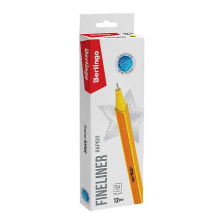 Ручка капиллярная BERLINGO Rapido желтая 04мм трехгранная набор 12 шт