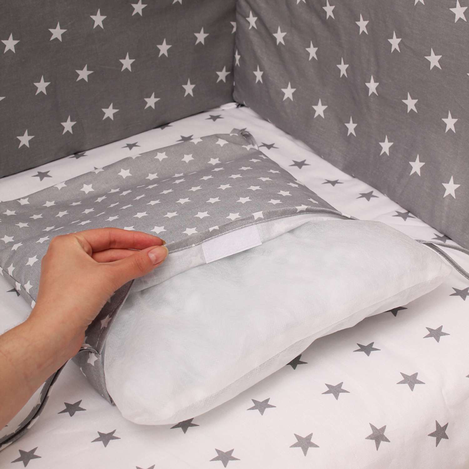 Бортики в кроватку Body Pillow с хлопковыми съемными чехлами из 12 подушечек - фото 3