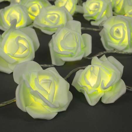 Гирлянда Luazon «Нить» «Розы зелёные» IP20 прозрачная нить 20 LED свечение тёплое белое 220 В