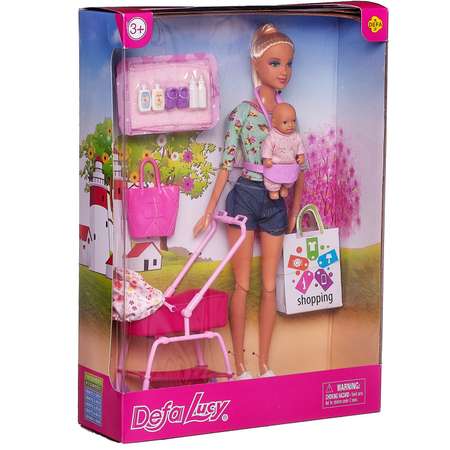 Игровой набор ABTOYS Кукла Defa Lucy Мама с малышом в коляске и игровыми предметами