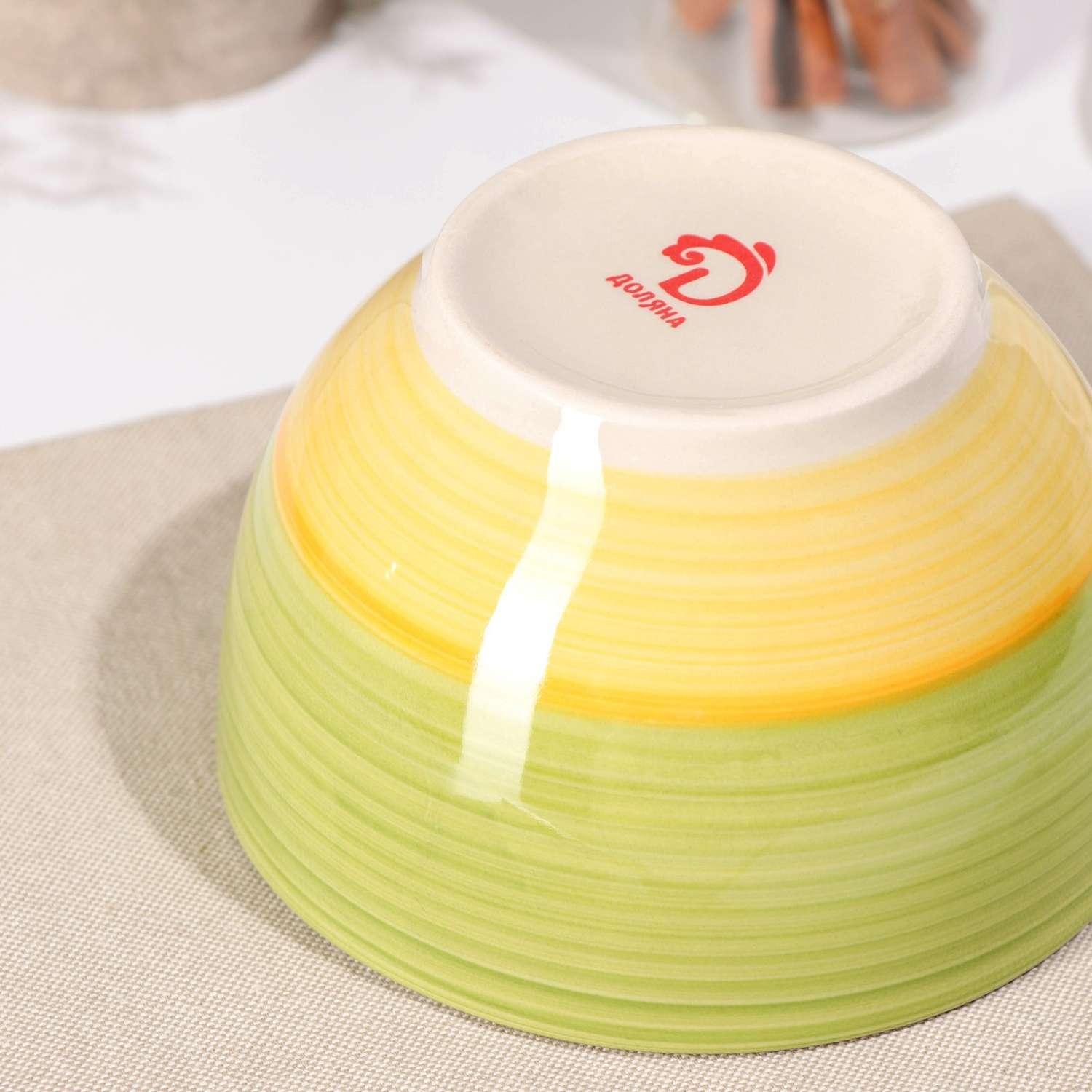 Салатник Доляна керамический «Подсолнух» 500 мл d=14 см цвет зелёный - фото 2