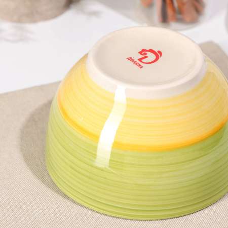 Салатник Доляна керамический «Подсолнух» 500 мл d=14 см цвет зелёный