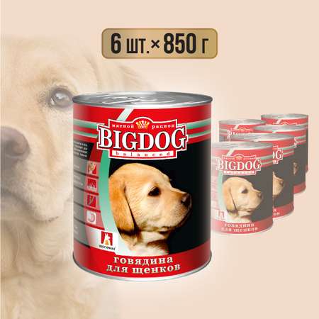 Корм влажный Зоогурман для собак крупных пород Big dog Щенки 850 гр х 6 шт.