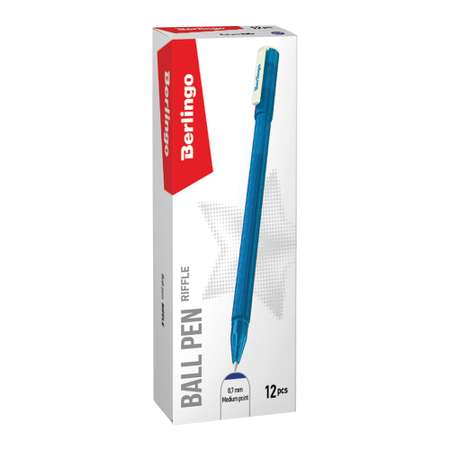 Ручка шариковая BERLINGO Riffle синяя 07мм ассорти набор 12 шт