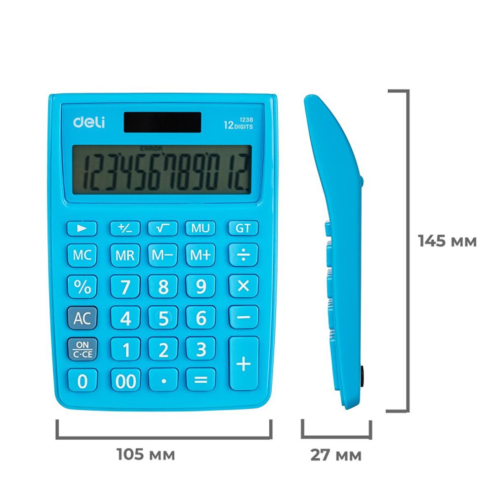 Калькулятор Deli настольный синий 12 разрядов - фото 2