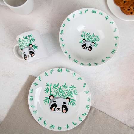 Набор детской посуды Доляна Панда кружка миска тарелка