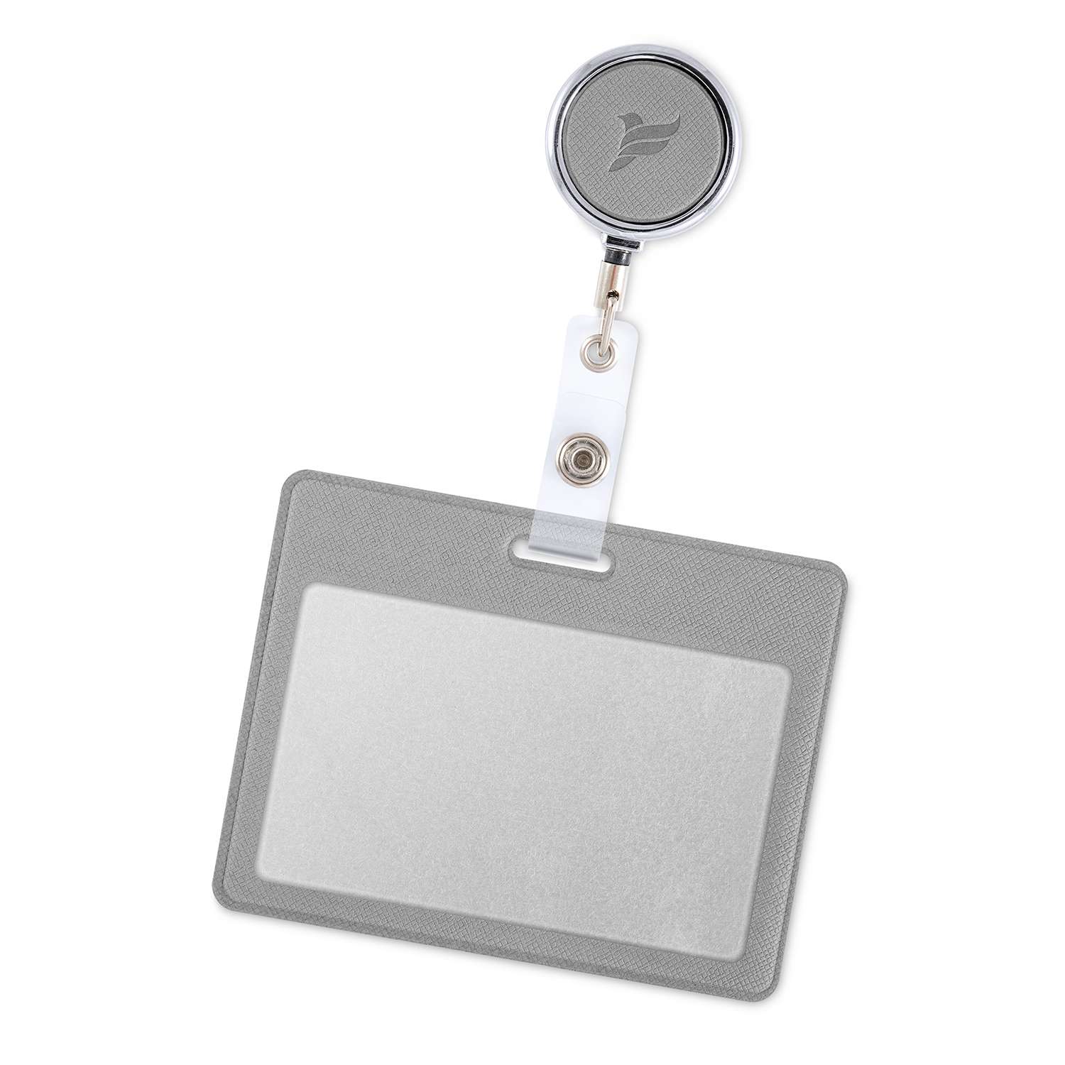 Держатель для бейджа Flexpocket с металлическим ретрактором горизонтальный светло-серый - фото 2