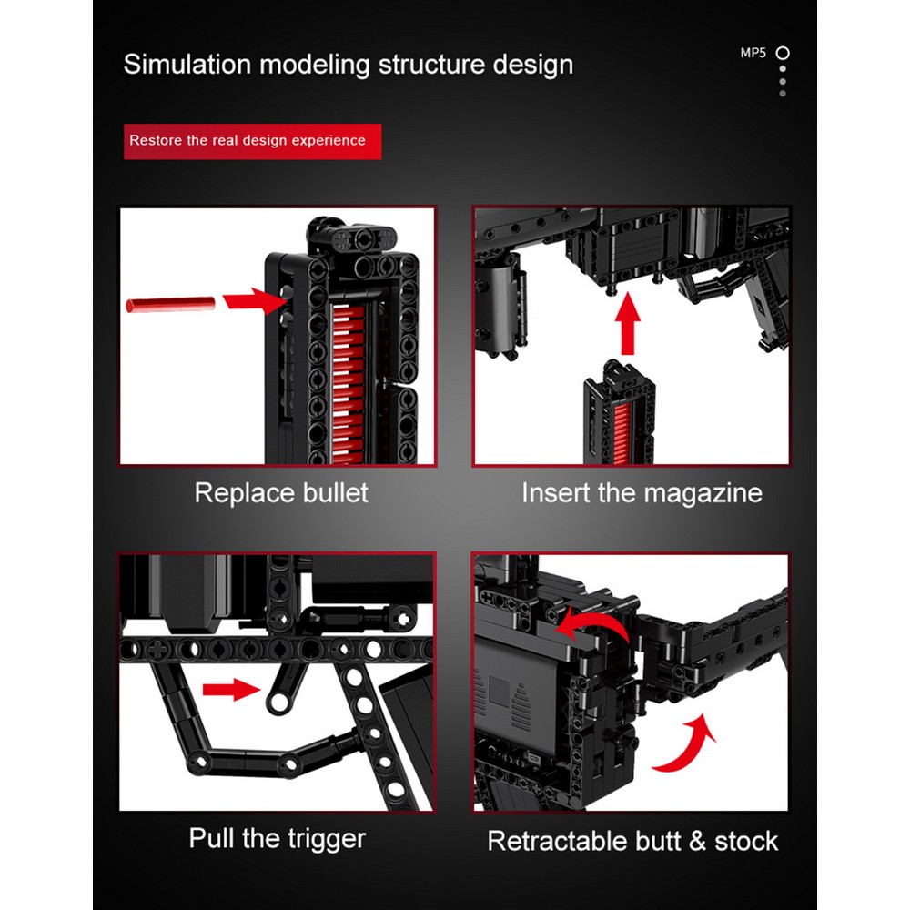 Конструктор Mould King Пистолет-пулемет MP5 783 детали - фото 8