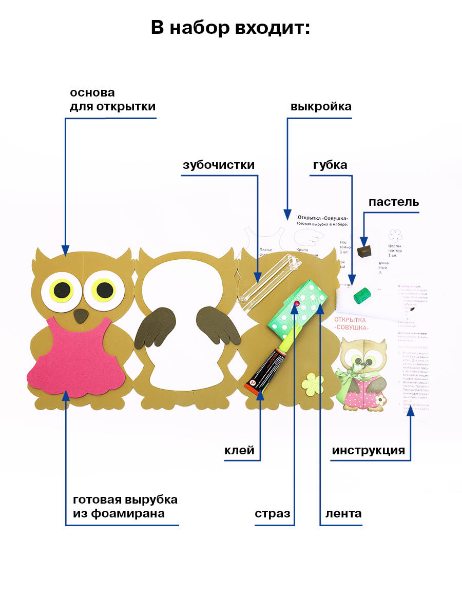 Набор для творчества Волшебная мастерская Совушка открытка - фото 6