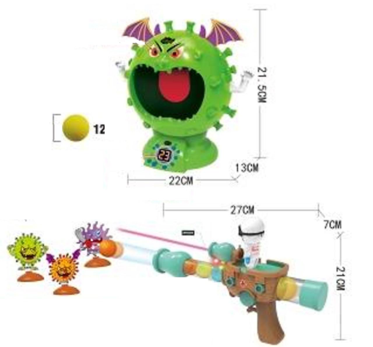 Игра интерактивная Junfa Победи вирусы с бластером и 12 мягкими шариками - фото 7
