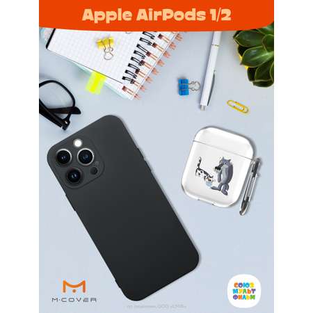 Силиконовый чехол Mcover для Apple AirPods 1/2 с карабином Кот и волк