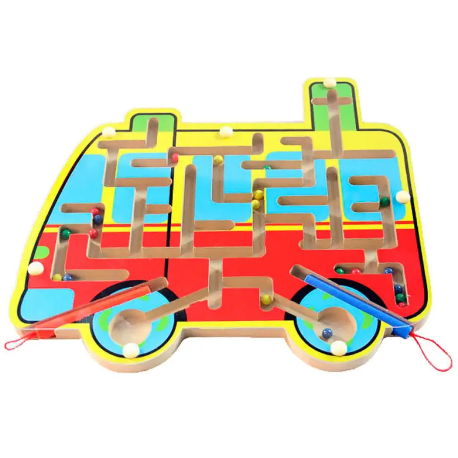 Развивающая игрушка Kribly Boo Магнитный деревянный лабиринт. Автобус - фото 1