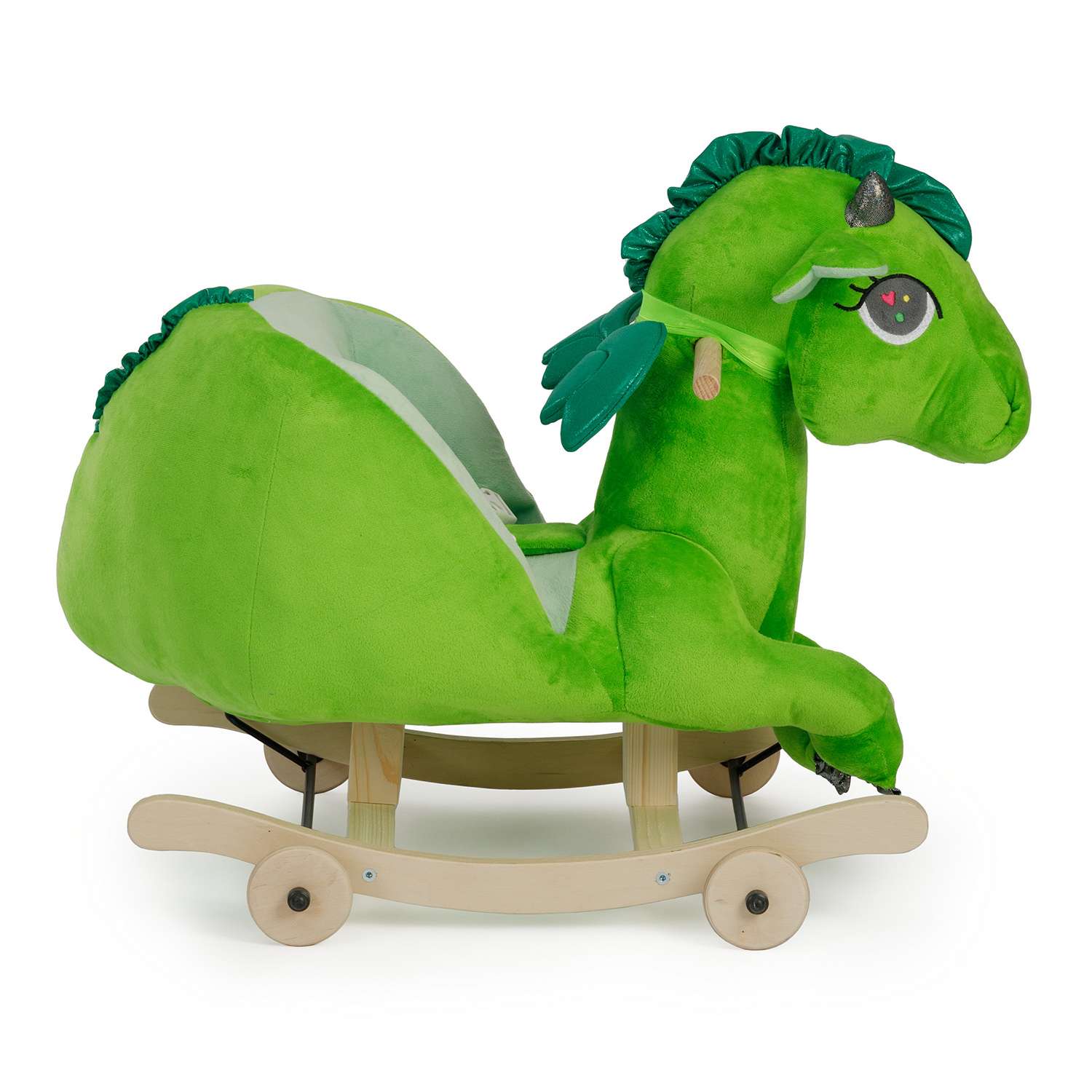 Качалка Тутси мягкая Дракон Драго с колесиками зеленый - фото 5