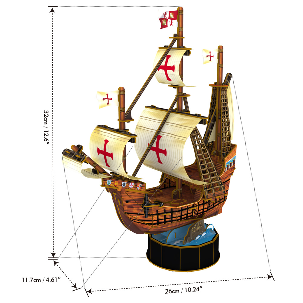 3D Пазл CubicFun Корабль Санта-Мария 93 детали - фото 6