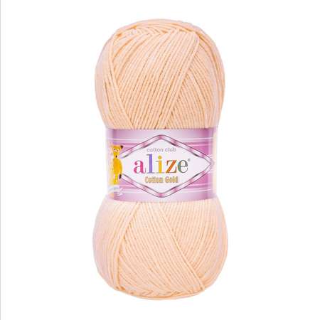 Пряжа Alize для теплой одежды пледов игрушек Cotton gold 100 гр 330 м 5 мотков 401 телесный