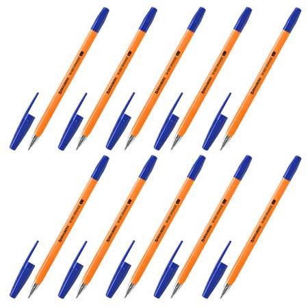 Ручки шариковые Brauberg набор 10 штук синие