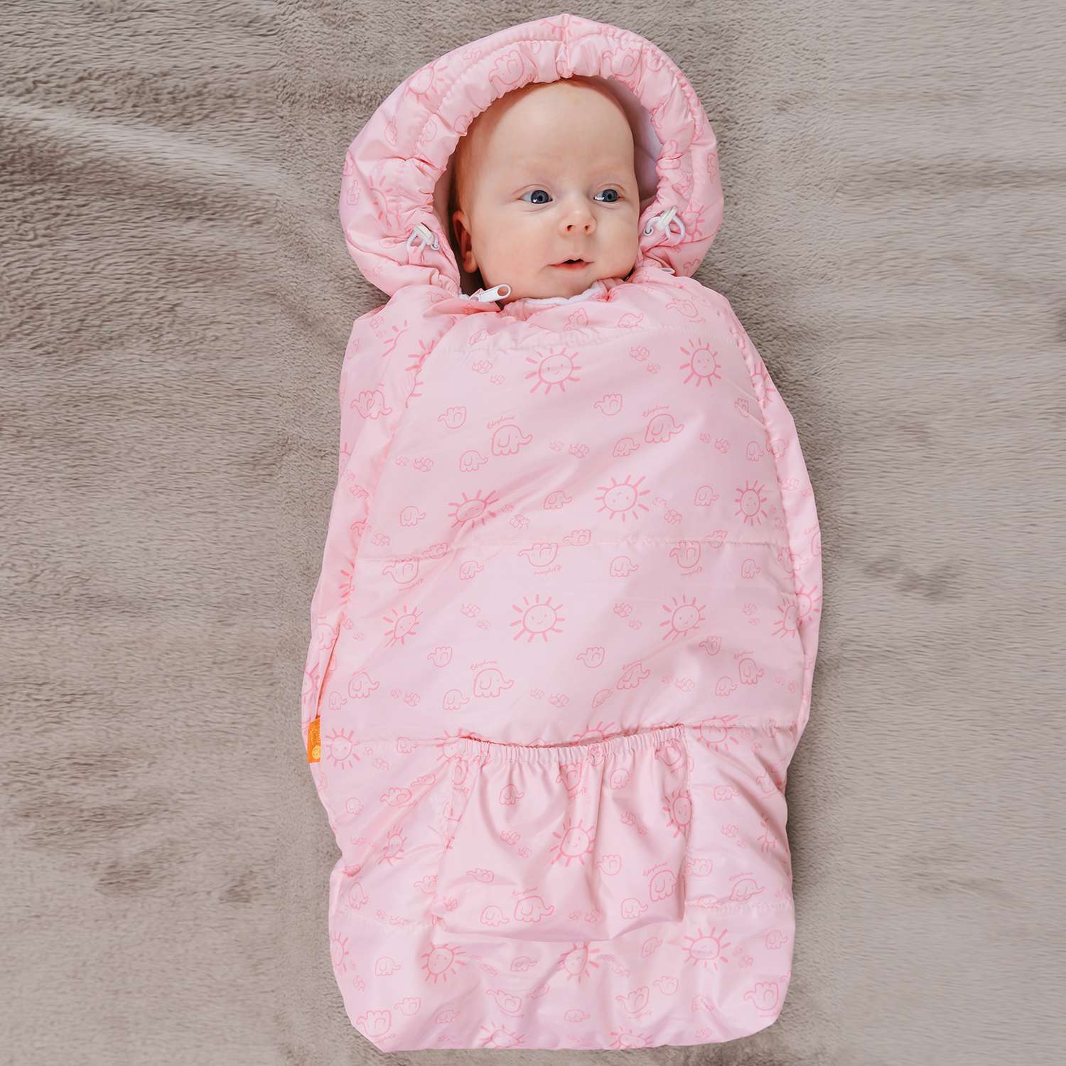 Конверт на выписку Чудо-Чадо для новорожденного теплый флисовый «Chicky» розовый/солнышки - фото 3