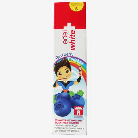Детская зубная паста edel+white Fruchtli Blueberry со вкусом голубики 50 мл От 0 до 6 лет
