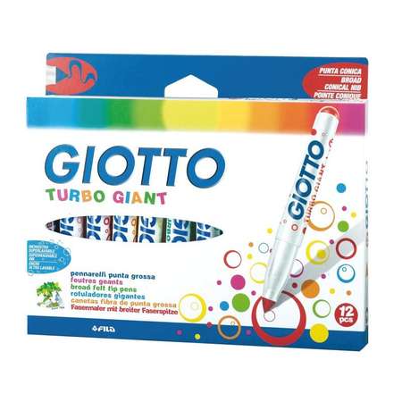 Фломастеры GIOTTO TURBO GIANT P CONIQUE 12 цв. (для маленьких детей)