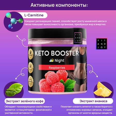 Жиросжигатель для похудения FIT AND JOY Keto Booster Малина Ночь