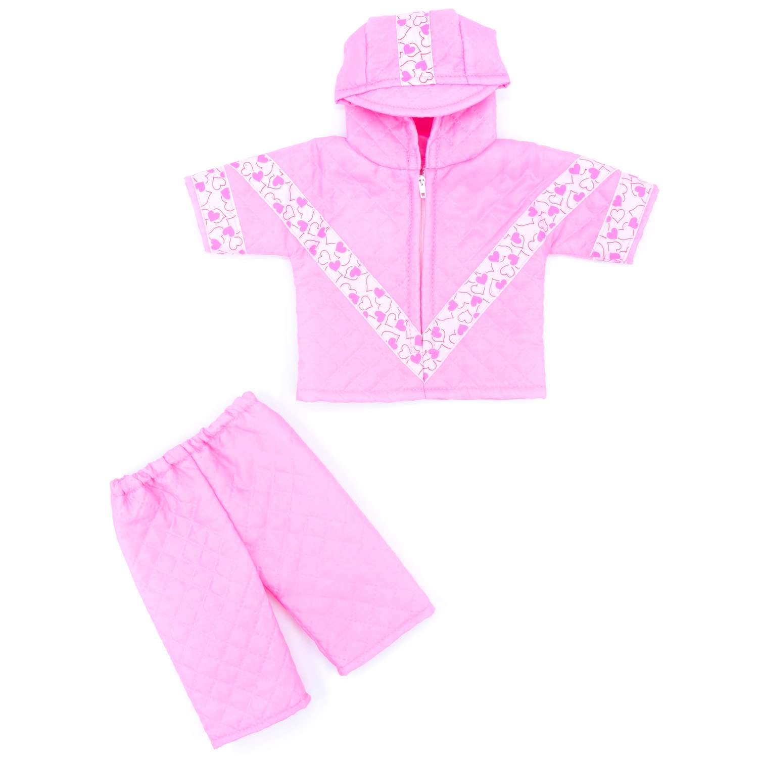 Комплект для пупса Модница 43-48 см: куртка и брюки из синтепона 6112 розовый-белый 6112розовый&amp;белый - фото 2