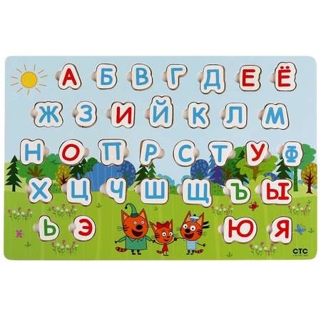 Игрушка деревянная рамка-вкладыш Буратино Три Кота Алфавит