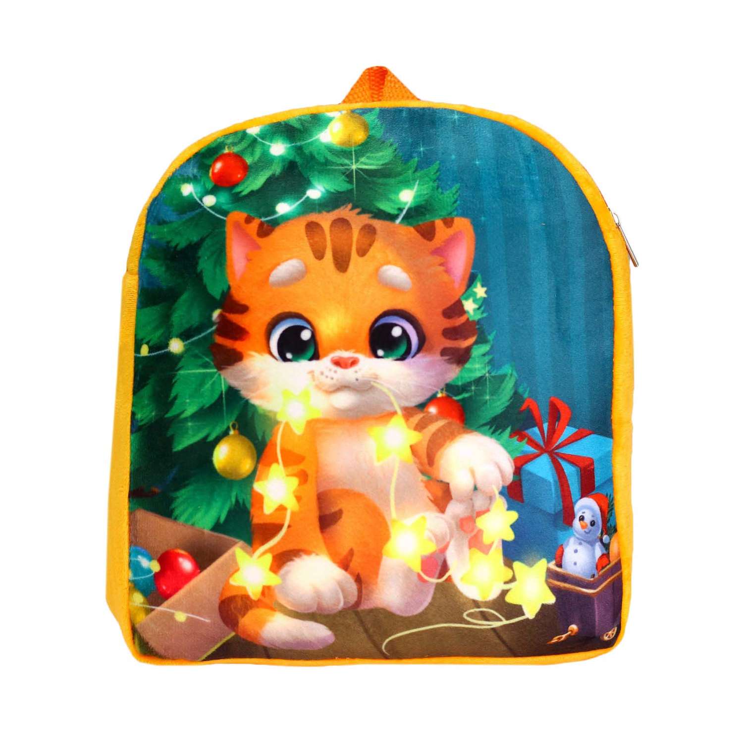 Детский рюкзак Milo Toys плюшевый Котик у елки 26х24 см - фото 1