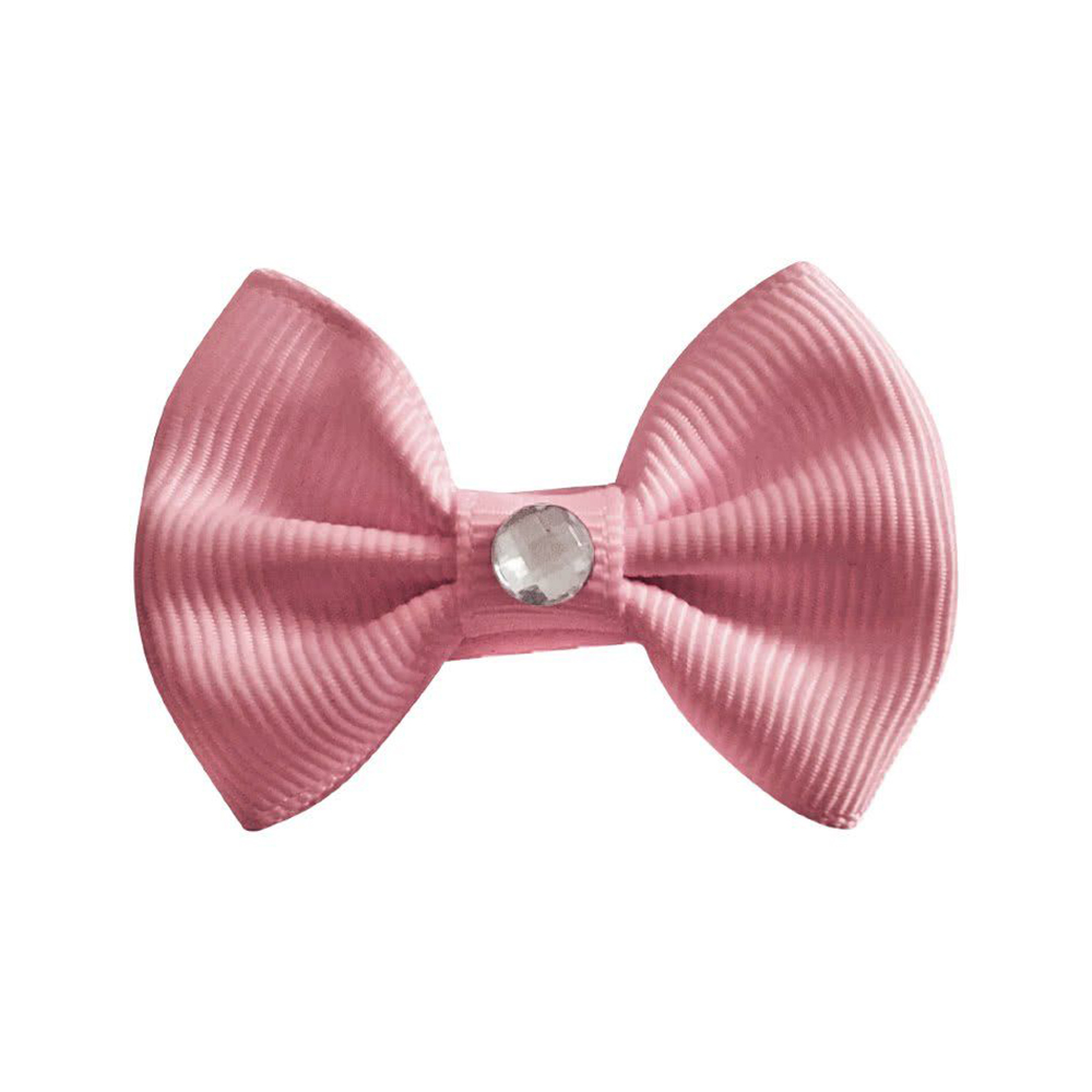 Заколка Milledeux Bowtie Bow со стразом мини кварцевый розовый - фото 1