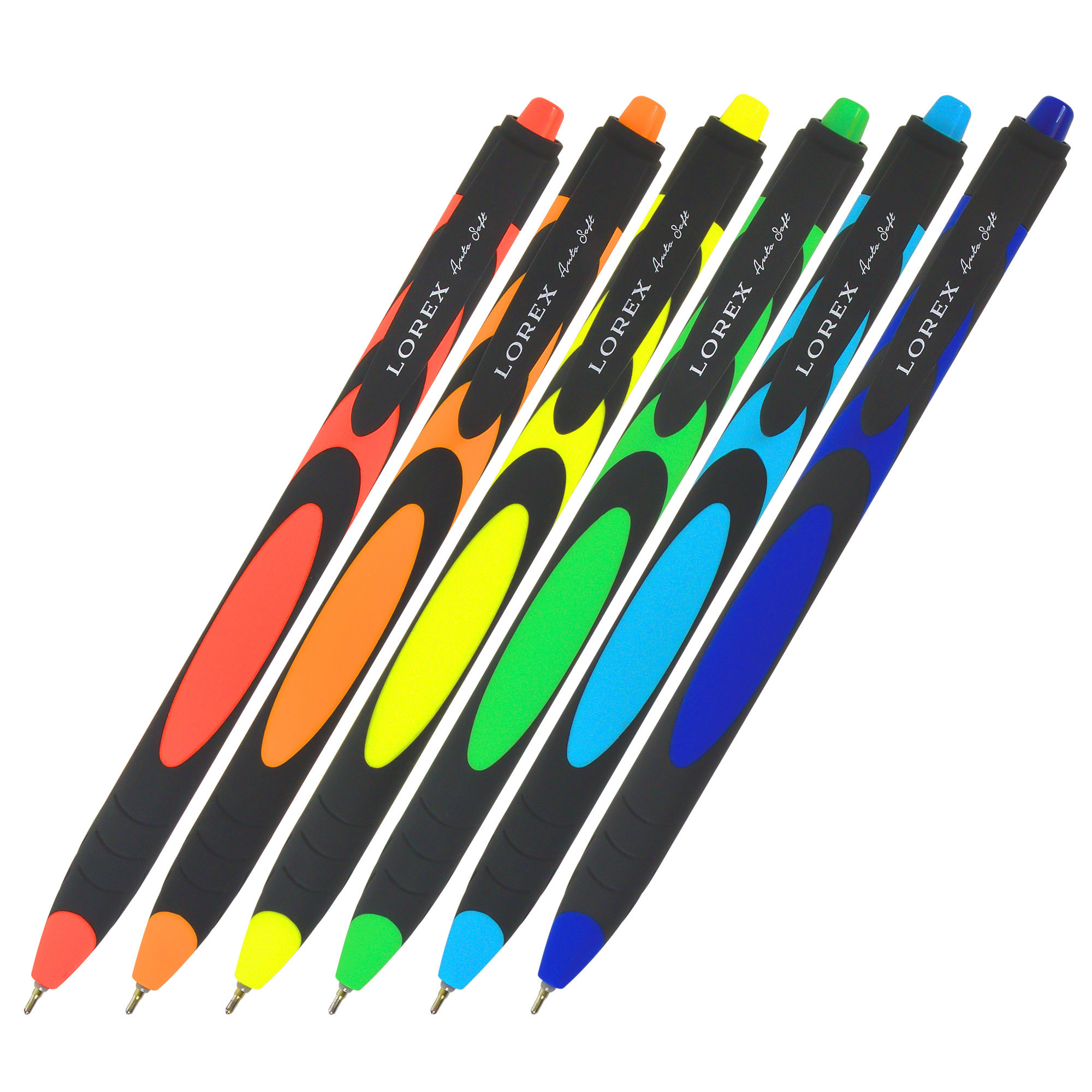 Ручка шариковая Lorex Stationery Auto Soft автоматическая Neon Синий в ассортименте LXOPAS-NN2 - фото 1