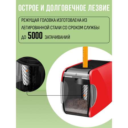 Точилка электрическая Orange Peel 1 отверстие, с контейнером, X2, цвет красный