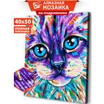 Алмазная мозаика Art sensation Цветной кот холст на подрамнике 40*50 см