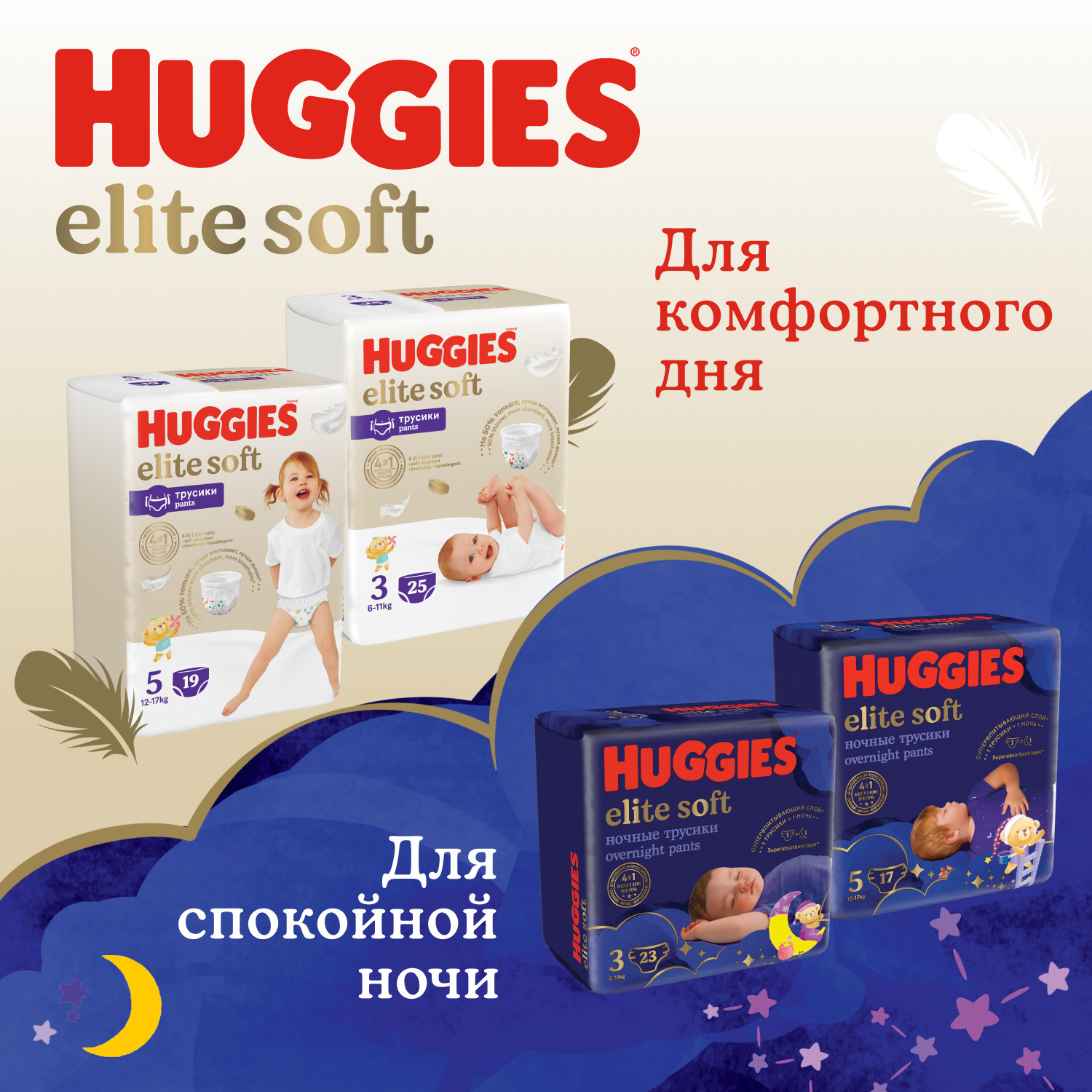 Подгузники-трусики Huggies Elite Soft ночные 3 6-11кг 23шт - фото 12