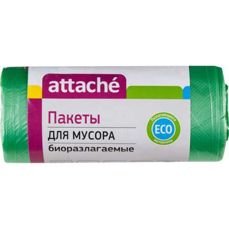 Мешки для мусора Attache ПНД 30л 10мкм зеленые 50x60см Bio 5 руллонов по 30 шт