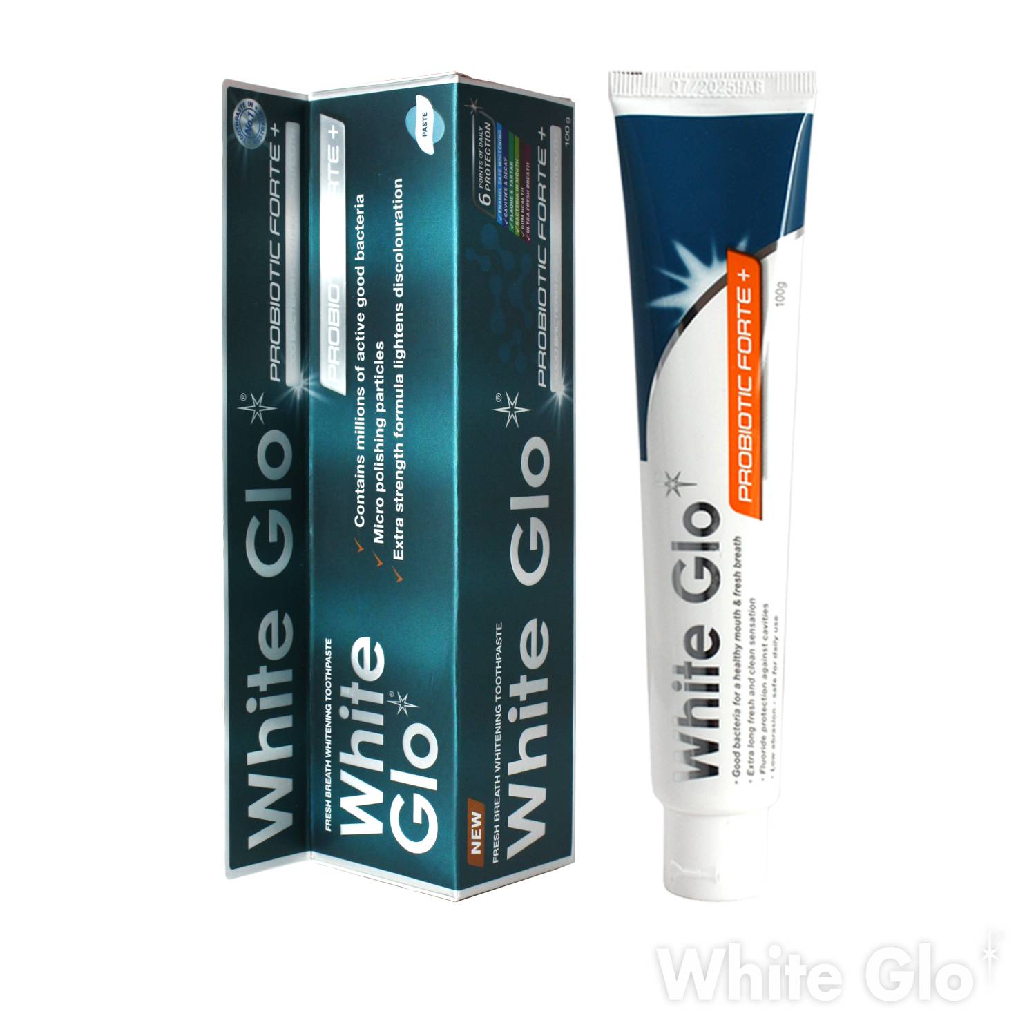 Зубная паста WHITE GLO отбеливающая с пробиотиками 100 г - фото 1