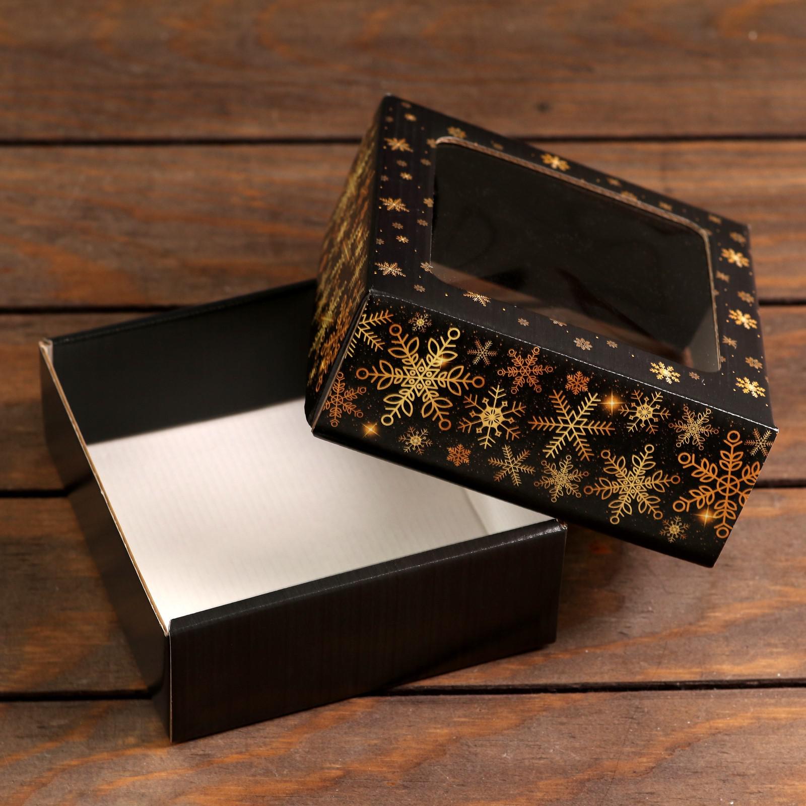 Коробка Sima-Land подарочная. крышка дно.«Снежинки» 14.5×14.5×6 см - фото 4