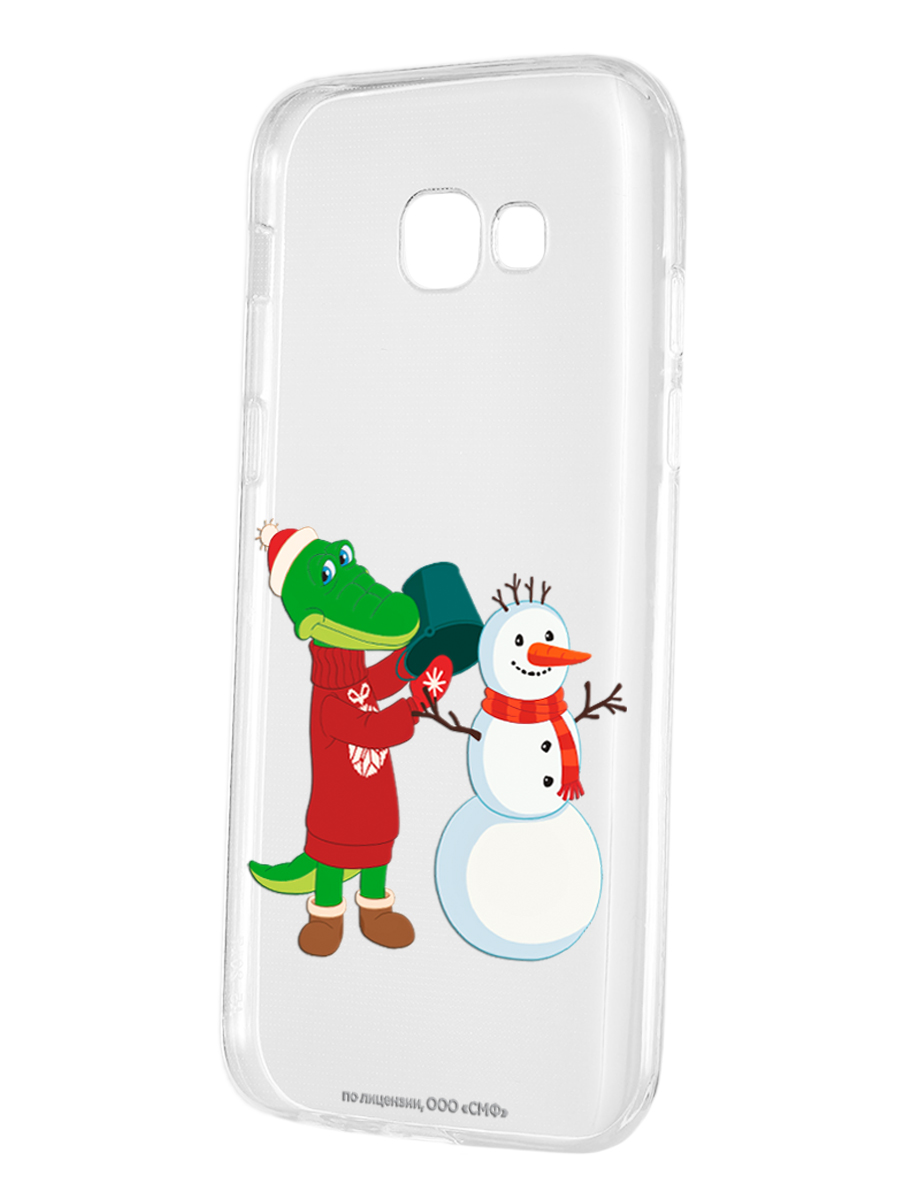 Силиконовый чехол Mcover для смартфона Samsung A5 (2017) Союзмультфильм Крокодил Гена и снеговик - фото 1