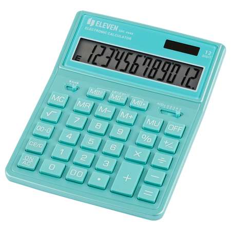 Калькулятор Eleven SDC-444X-GN 12 разрядов двойное питание 155*204*33мм бирюзовый