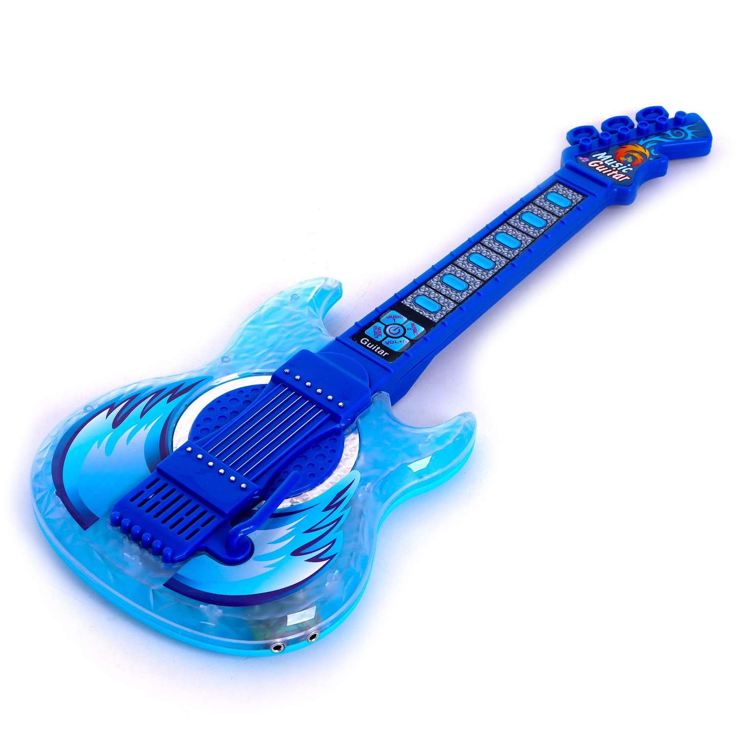 Игрушка Sima-Land музыкальная гитара «Играй и пой» с микрофоном звуковые эффекты цвет синий - фото 2