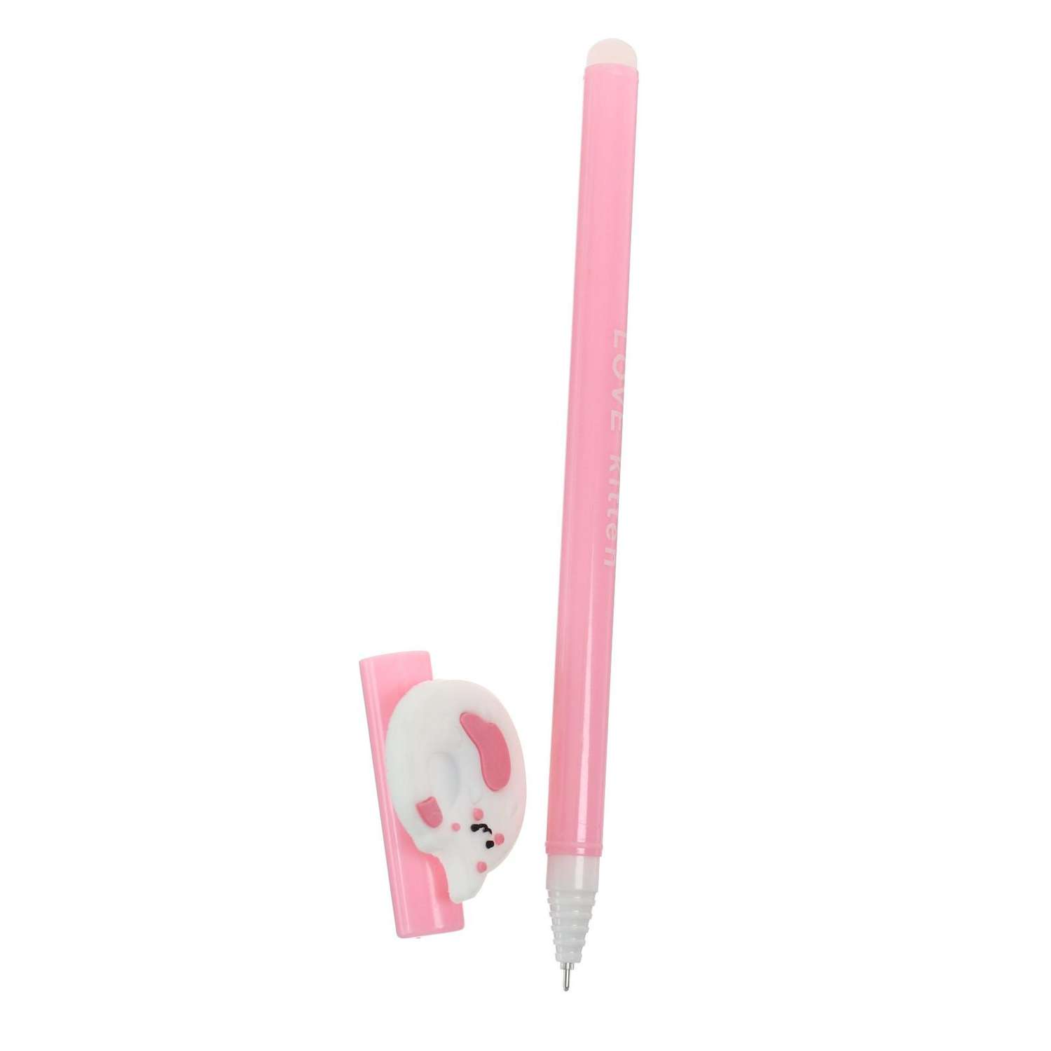 Ручка Sima-Land гелевая со стираемыми чернилами черный корпус розовый «Кошечка круглая» - фото 3