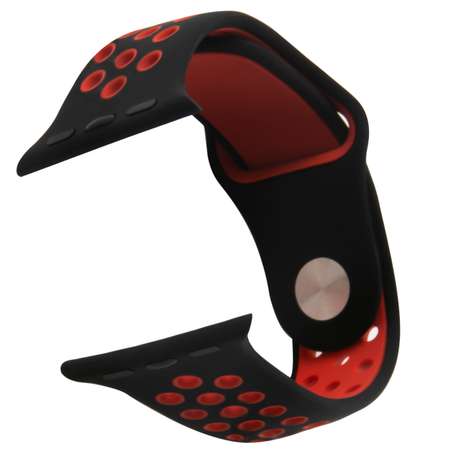 Ремешок RedLine силиконовый двухцветный для Apple watch 42-44 mm S3-S4-S5-SE-S6 черно-красный