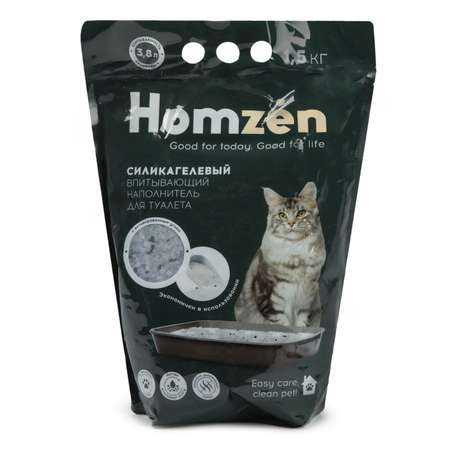Наполнитель для кошачьего туалета Homzen силикагелевый с активированнным углем 1.5кг 3.8л